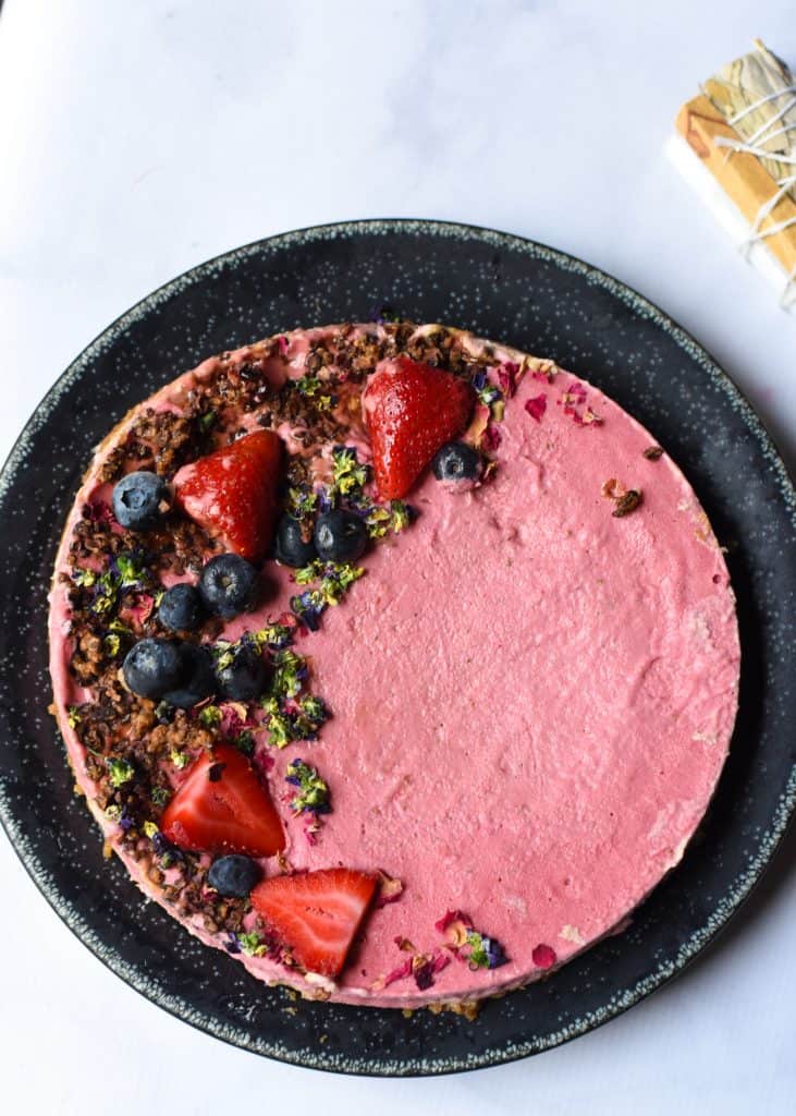 raw vegan strawberries and cream cake