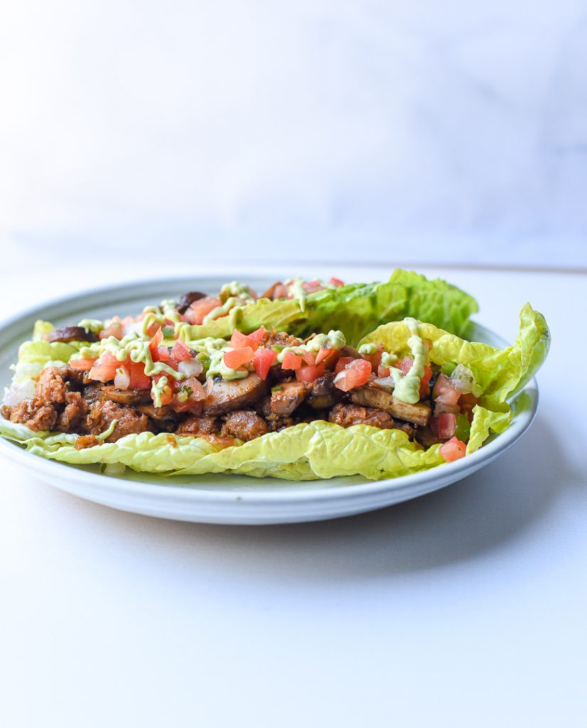 meatless chorizo lettuce wraps