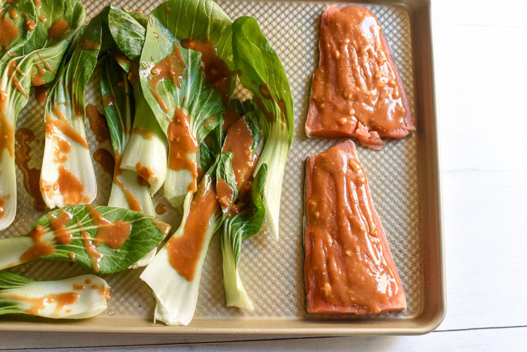 ginger miso salmon bok choy