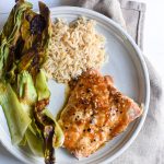 Roasted Ginger Miso Salmon with Bok Choy and Brown Rice