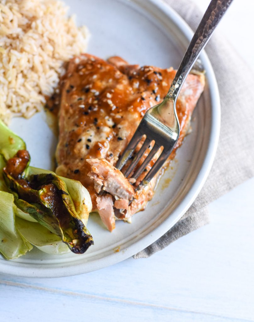 ginger miso salmon bok choy